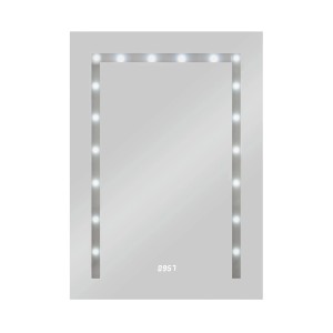 Rechteckiger Kristall-Form Leuchtspiegel Timelight 50x70 cm mit LED-Beleuchtung.