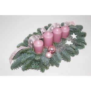 Adventsgesteck mit 4 Kerze 45 cm Altrosa