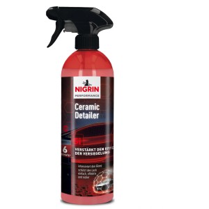 Nigrin Ceramic-Detailer Performance 750ml für Autopflege. Detailer im roten Behälter mit Sprühkopf.