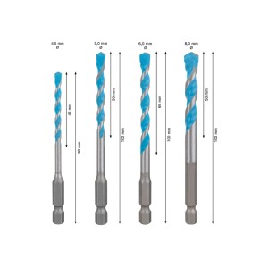 Bosch Bohrer-Set Expert Hex-9 Multi Construction Blau-Silber 4-tlg.