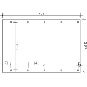 Technische Zeichnung Carport Friesland Caravan Schiefergrau, Maße: 397 x 708 cm.