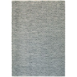 Grauer Wollteppich Melrose 610, 80x150 cm, mit Zickzackmuster. Handgefertigt und fußbodenheizungsgeeignet.