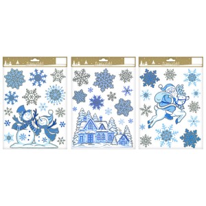 Weihnachts-Fensterbilder mit Glitter 3 Arten