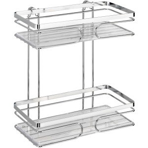 Wenko Wandablage Premium mit 2 Etagen aus glänzendem Edelstahl für Bad und WC.