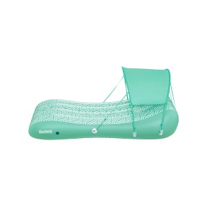 Bestway Luftmatratze Comfy Chill mit Sonnendach, mintgrün mit Muster, für entspanntes Loungen im Wasser.
