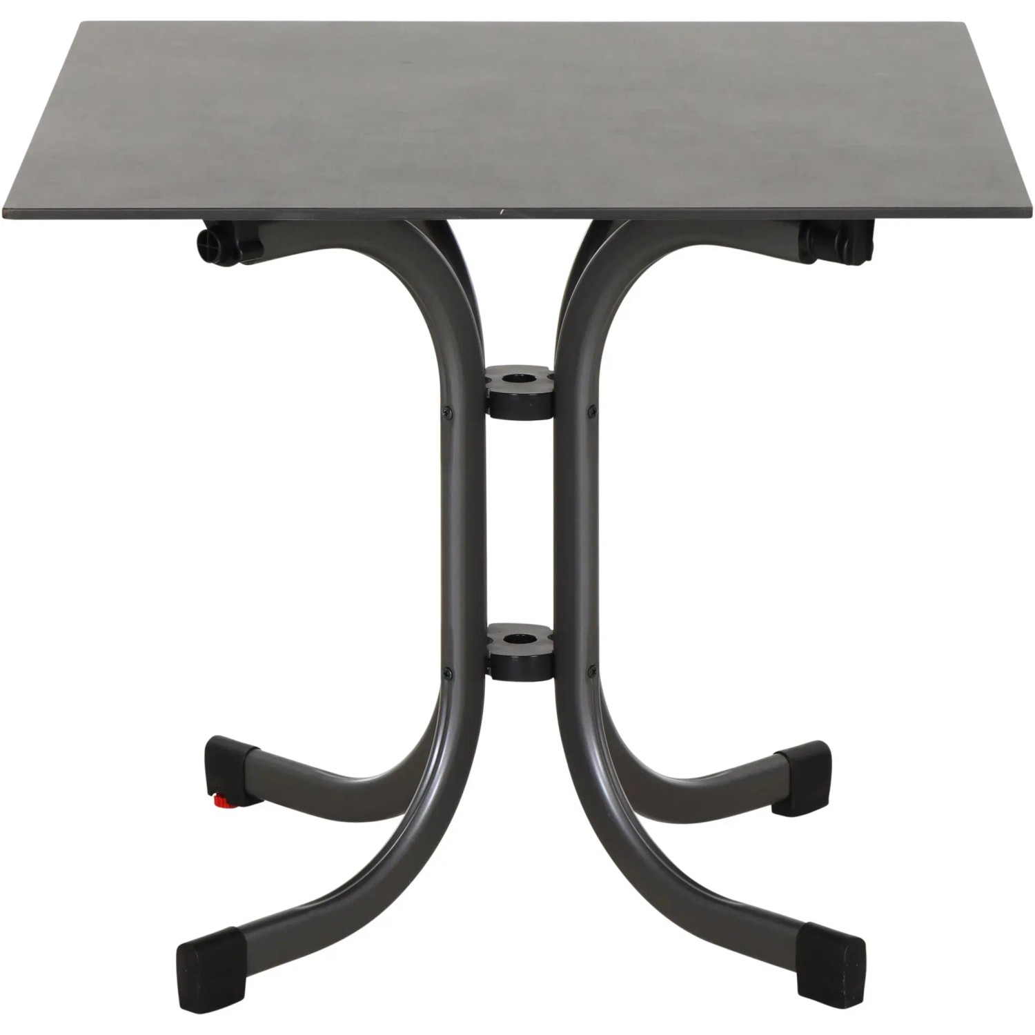 Quadratischer, anthrazitfarbener Siena Garden Klapptisch Sola, 80x80 cm, ideal für Balkon und Garten.
