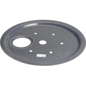 Oase Wasserreservoir-Abdeckung WR-T 80 für Gartenbrunnen, steingrau, mit Öffnungen für Schläuche.