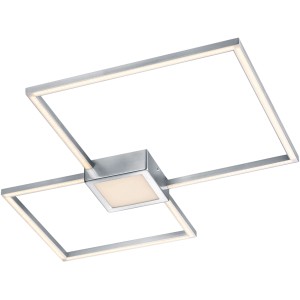 Moderne Trio Deckenleuchte Hydra, Nickel matt, eckig mit LED. Design Deckenlampe für Wohnraum.