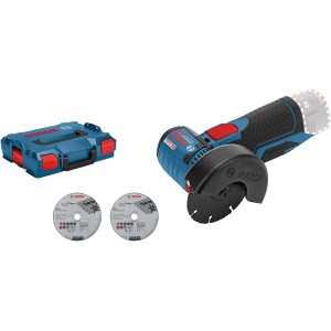 Bosch Professional Akku-Winkelschleifer GWS 12 V-76 Solo, L-Boxx + Trennscheiben