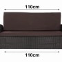 Braunes Gartenkissen-Set für 2-Sitzer Polyrattan-Gartensofa, 110x50x50 cm.
