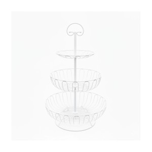 Relaxdays Obst Etagere Eisen Weiß 3 Etagen 47 cm x 30 cm 0,8 kg