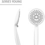 Wenko Duschkopf Young, weiße Handbrause mit 5 Strahlarten, aus Kunststoff (ABS), 11x11 cm.