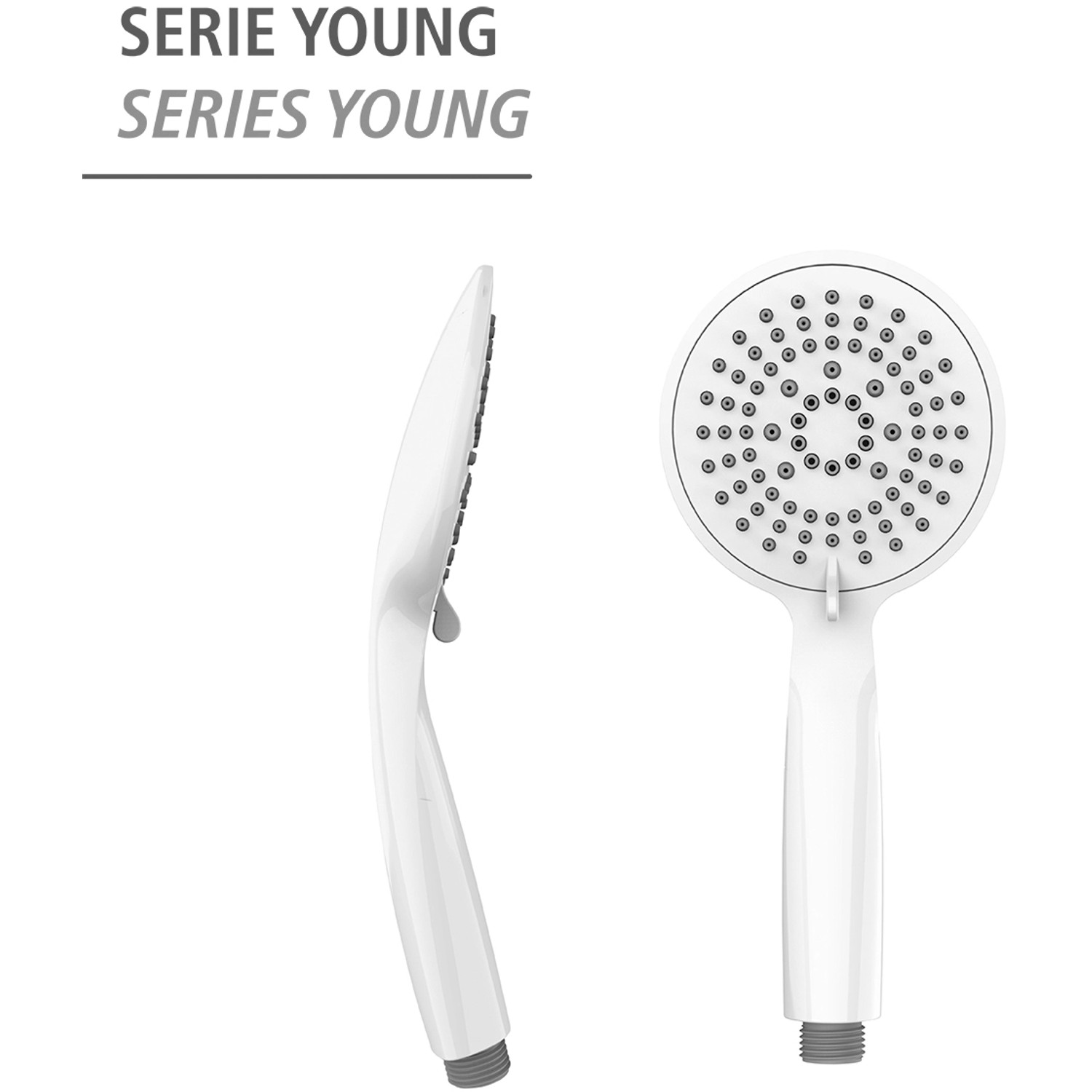 Wenko Duschkopf Young, weiße Handbrause mit 5 Strahlarten, aus Kunststoff (ABS), 11x11 cm.