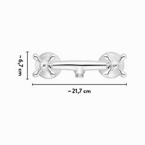 baliv Duscharmatur DU-5040 Chrom mit Kreuzgriffen und Maßangaben.