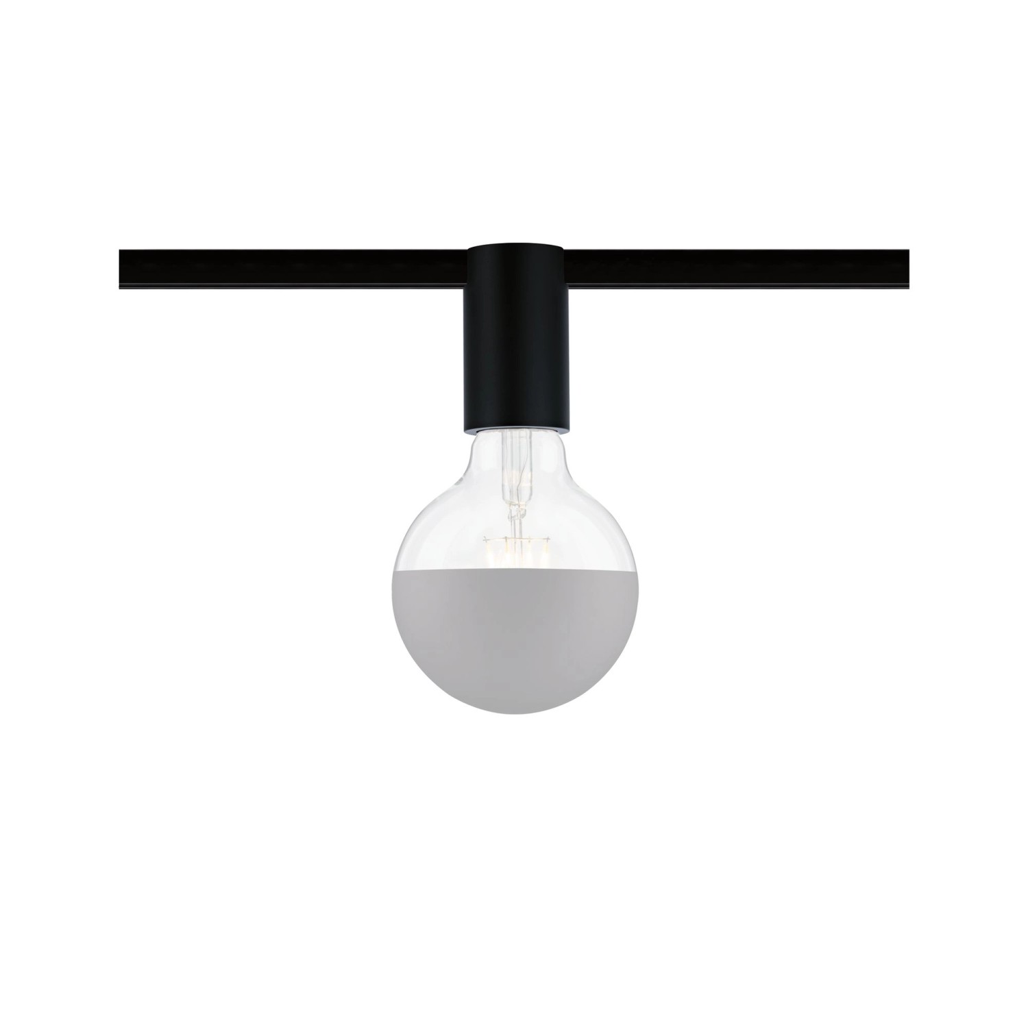 Paulmann URail Spot Ceiling Socket, schwarz, mit E27 Leuchtmittel an Schienensystem.