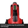 Einhell Akku-Laubbläser: Detailaufnahme der LED-Anzeige für die Drehzahlregulierung.