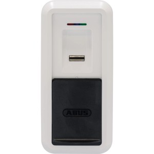 Abus Hometec Pro CFS3100 Bluetooth-Fingerscanner in Weiß-Schwarz für Türsicherung.