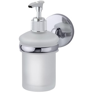 Fackelmann Seifenspender Vision in Chromoptik, Wandmontage, rundes Design für Bad und WC.