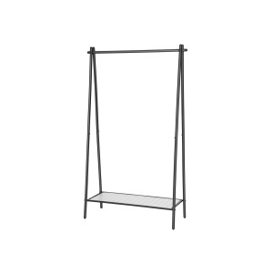Schwarzer Songmics Kleiderständer mit Ablage, 92,5x153cm, Stahl, für Schlafzimmer oder Garderobe.