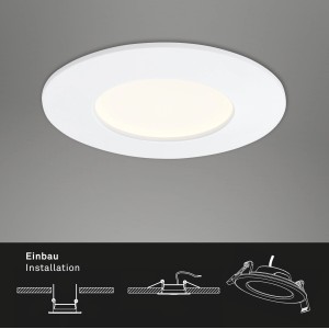 Weißes Briloner LED-Einbauleuchten 3er-Set, 8,5 cm Durchmesser. Inklusive Montageskizze.