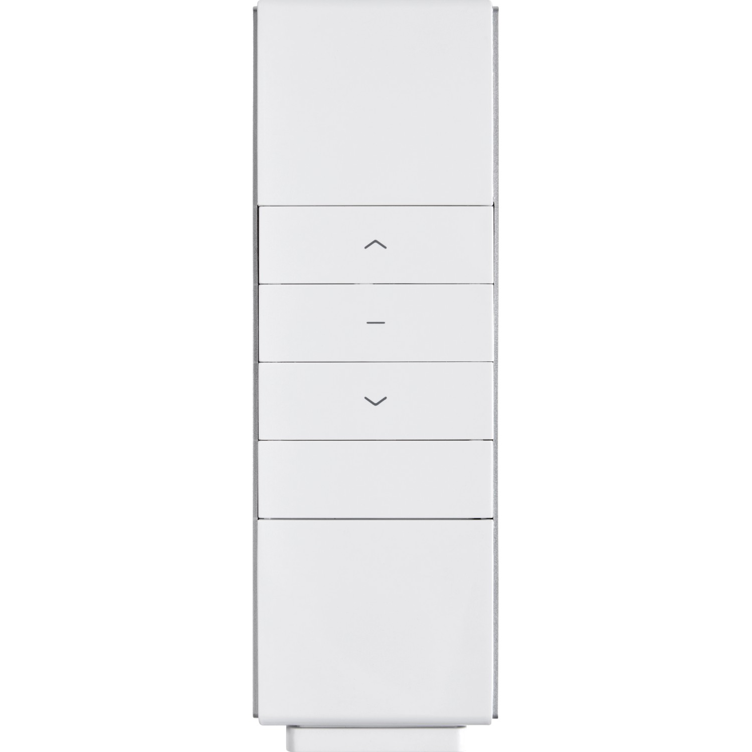 Funkfernbedienung für Belport Hülsenmarkise, weiße Fernbedienung mit Tasten zur Steuerung der Markise.