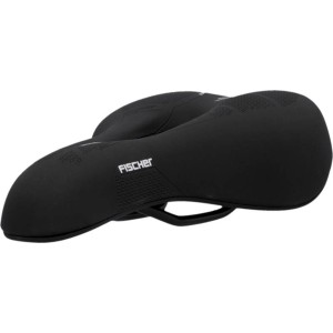 Schwarzer Fischer Fahrradsattel Trekking mit Memory Foam für hohen Komfort.