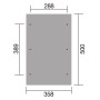 Grundriss Weka Einzelcarport 611 mit Satteldach, Maße: 288x389 cm, Pfostenabstand 500x358 cm.