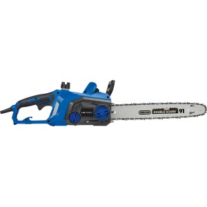 Blaue LUX-TOOLS Elektro-Kettensäge E-KS-2000/405 mit 40,6 cm Schwertlänge.