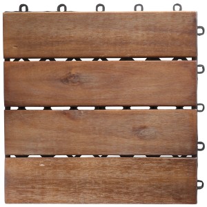 Klickfliese aus Akazienholz, 30x30 cm, 6er-Set für Terrasse & Balkon.
