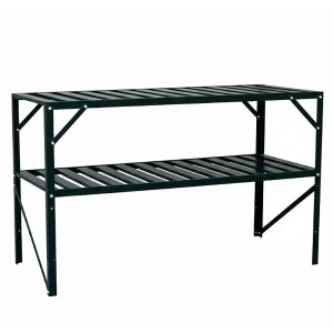 Schwarzer Halls Tisch Standalone mit 2 Sektionen aus Aluminium, 121x52 cm, für Gewächshaus & Garten.