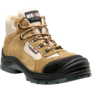 Beige Herock Cross High Compo S1P Arbeitsschuhe Gr. 38 aus Wildleder und Cordura mit PU-Überkappe.