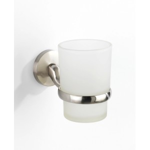 Wenko Zahnputzbecherhalter Cuba Matt, Wandhalterung mit satiniertem Glasbecher.