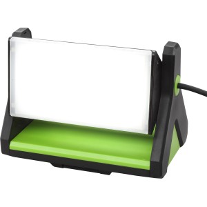 REV Ritter LED-Baustrahler Y Light, 30W, schwarz-grün, mit drehbarem Leuchtkörper und Kabel.