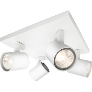 Weißer Philips Spot Runner, 4er Deckenleuchte mit schwenkbaren Spots.