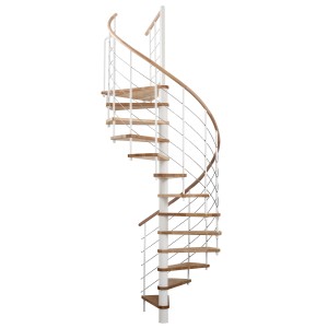 Minka Spindeltreppe Venezia, Buche/Weiß, Ø 120 cm, für Geschosshöhen bis 305,5 cm.
