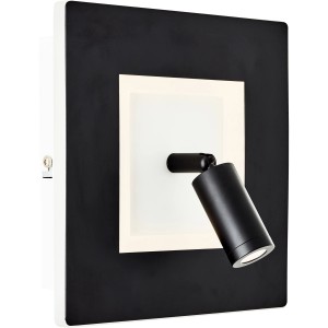 Moderner LED-Wandspot Alfie in Schwarz und Weiß, schwenkbar für flexible Beleuchtung im Innenraum.