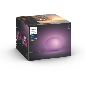 Verpackung der Philips Hue LED Tischleuchte Flourish Weiß mit Bluetooth Funktion.