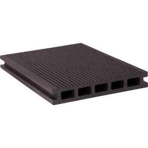 GroJa Terrassendiele BPC Entrada, schwarz, 2,2x14x400cm. Massivdiele mit gerillter Oberfläche.