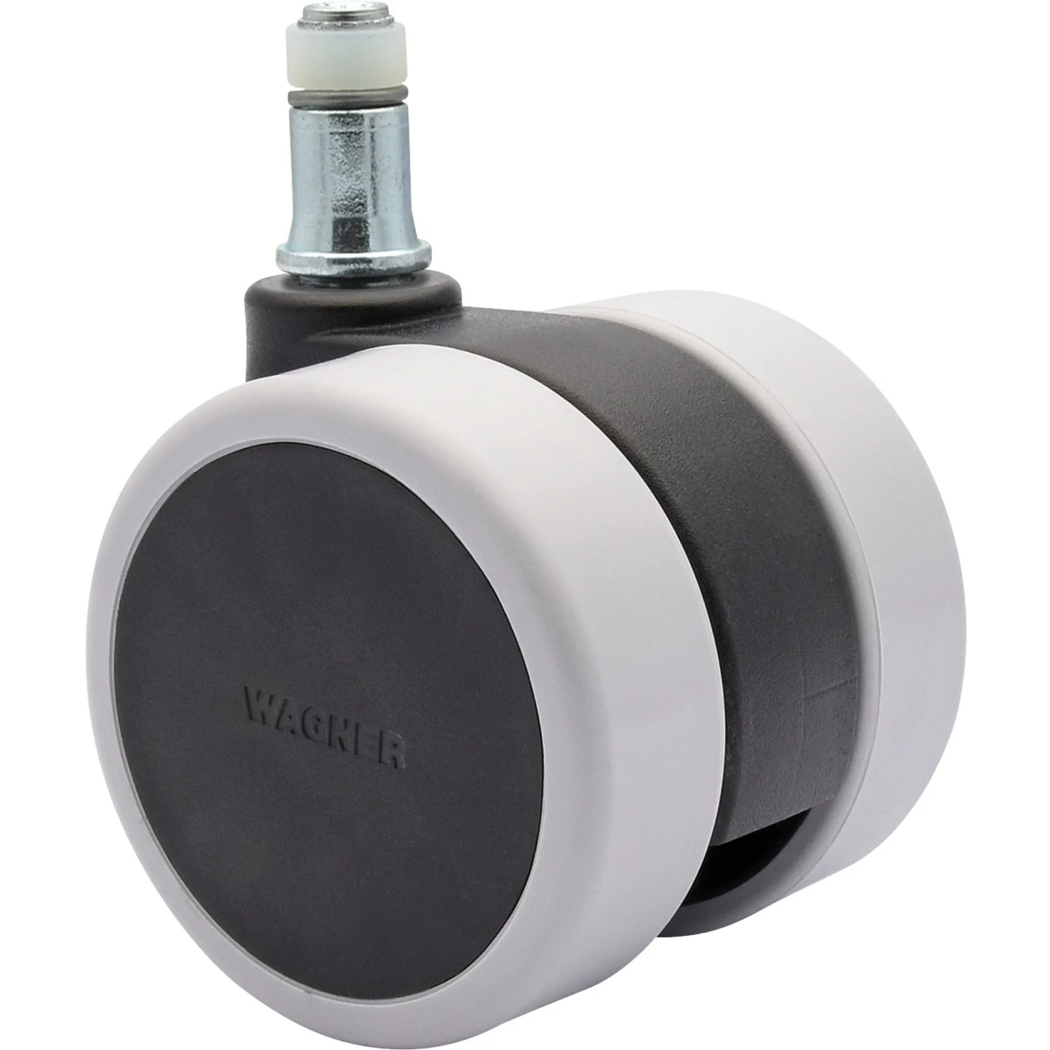 Wagner Drehstuhlrolle, Soft, Ø 6 cm, schwarz-grau. Doppelrolle mit Stift für Bürostühle.