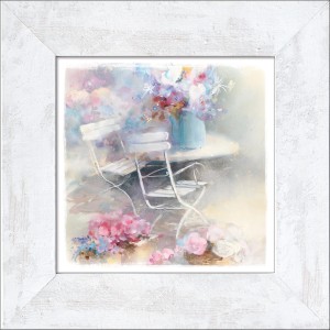 Pro Art Bild "Sweet Home" mit Blumenstillleben, Tisch und Stühlen, 44x44 cm.