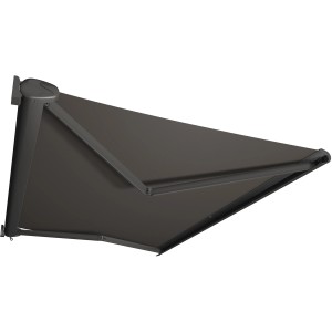 Kassettenmarkise Perform, 300x200 cm, anthrazitfarbenes Gestell, graues Tuch.