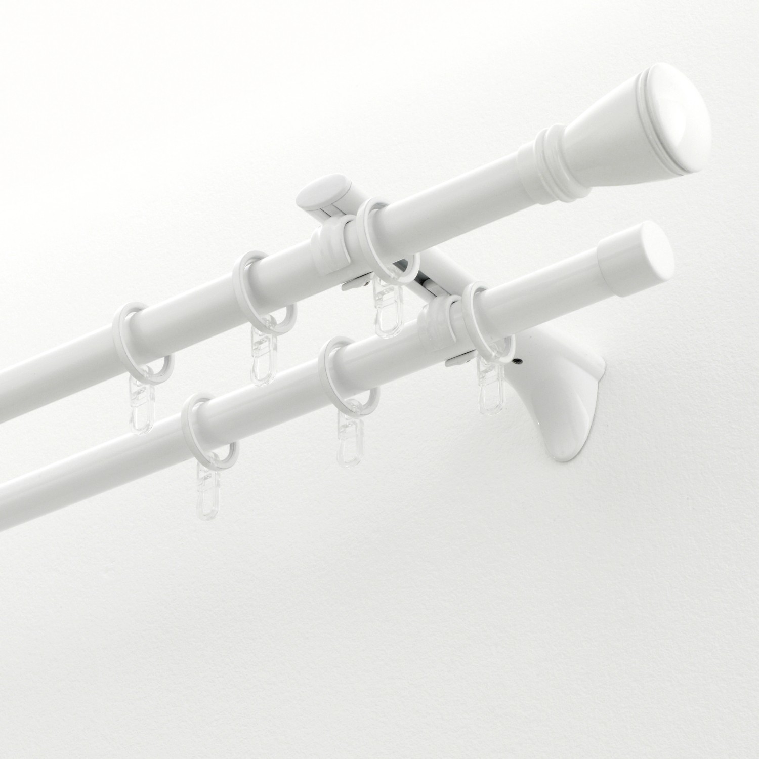 Gardinia Chicago Siro Endstücke, 2er-Pack, weiß, für 20 mm Stangen. Stilvolle Garnitur-Abschlüsse.