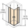 Hüppe Schwingtür Design Pure Black Edition, 80x200 cm, mit Maßangaben für Walk-in Dusche.