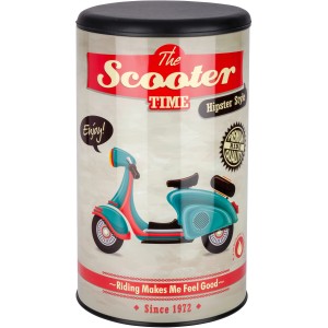Wenko Wäschetruhe/Badhocker mit Retro-Scooter-Motiv, 60x35,5x35,5 cm. Praktischer Wäschesammler und Sitzgelegenheit.