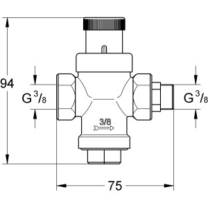 Technische Zeichnung: Grohe Blue Druckminderer für Filtersysteme, Detailansicht mit Maßen.