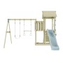 PolarPlay Spielturm Uppsala mit Schaukel, Trapezstange und Rutsche.