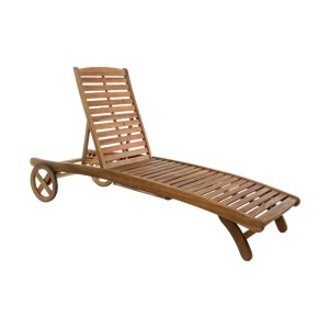 Yes Rollenliege Noemi, 195 cm, braunes Akazienholz mit Holzlamellen und Rollen.