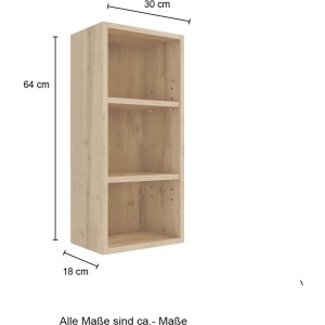 Held Möbel Hängeregal Florenz, 30 cm, Wotaneiche, mit zwei verstellbaren Einlegeböden.