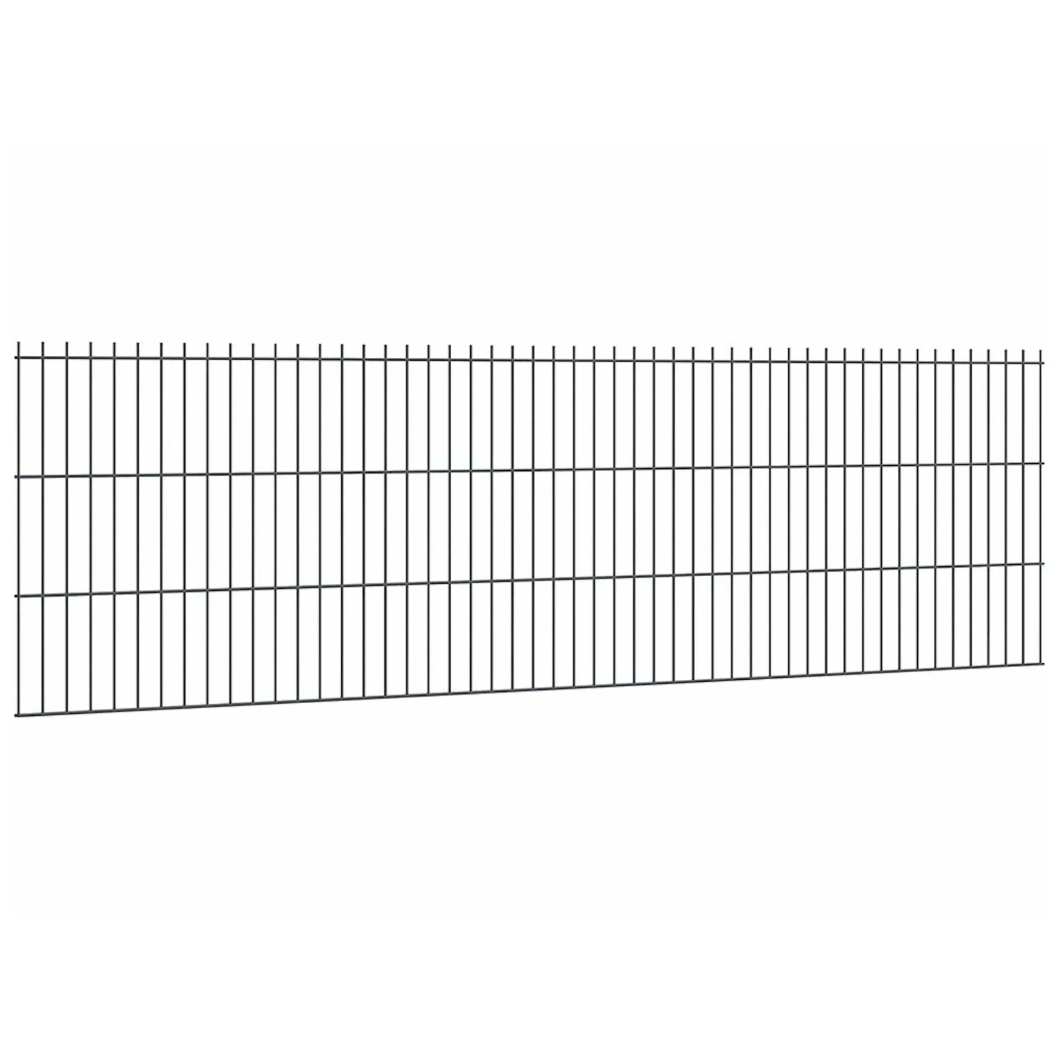 Anthrazitfarbener Doppelstabmattenzaun (6/5/6) mit 63 x 251 cm für die Grundstücksbegrenzung.