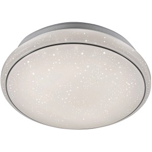 Weiße LED-Deckenleuchte Jupiter Ø 35 cm mit Sternenhimmel-Optik für Wohnräume.